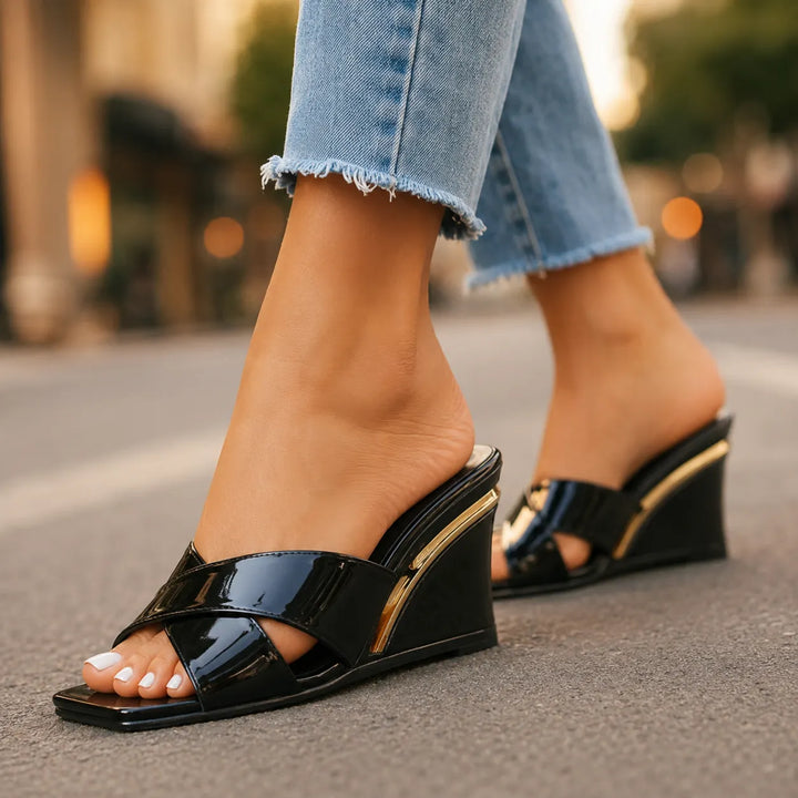 Emmeline - Mules compensées à brides croisées