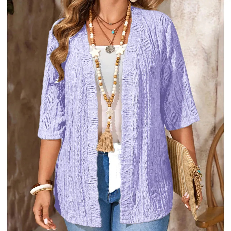 Delienne - Cardigan en maille pointelle doux au toucher