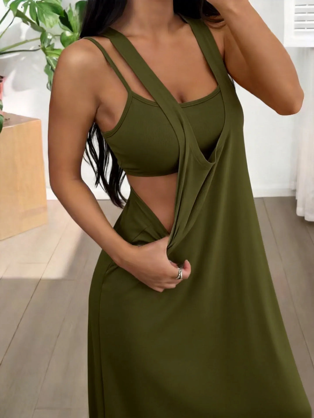 Evania - Ensemble 2 pièces robe longue à effet superposé