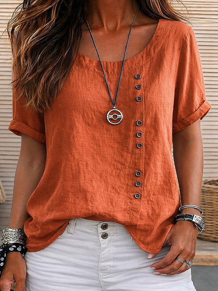 Sidonie - Blouse manches courtes à détails boutonnés