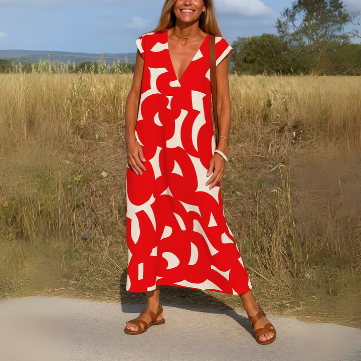 Tallisia - Robe midi à col V au toucher doux