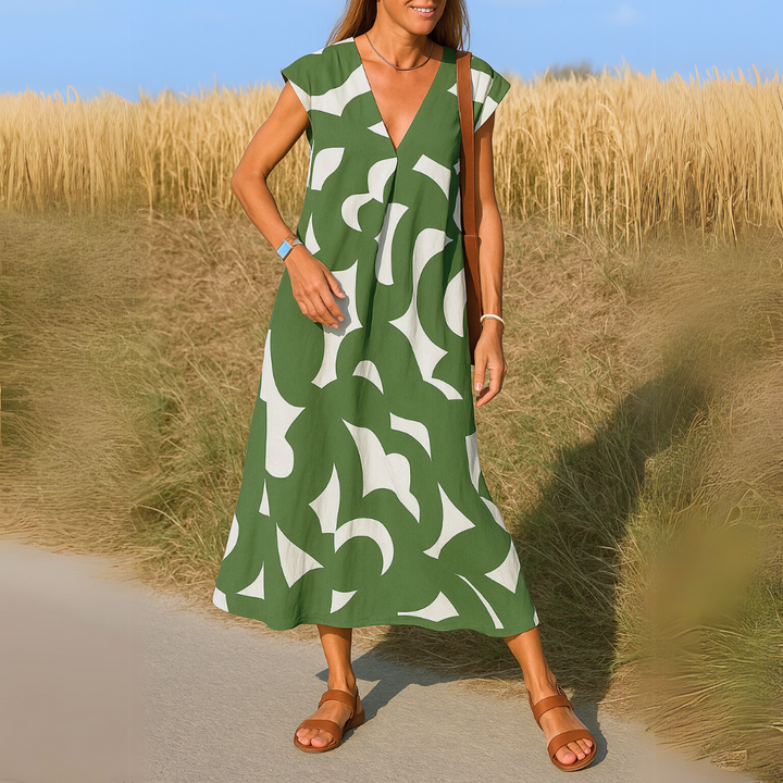 Tallisia - Robe midi à col V au toucher doux