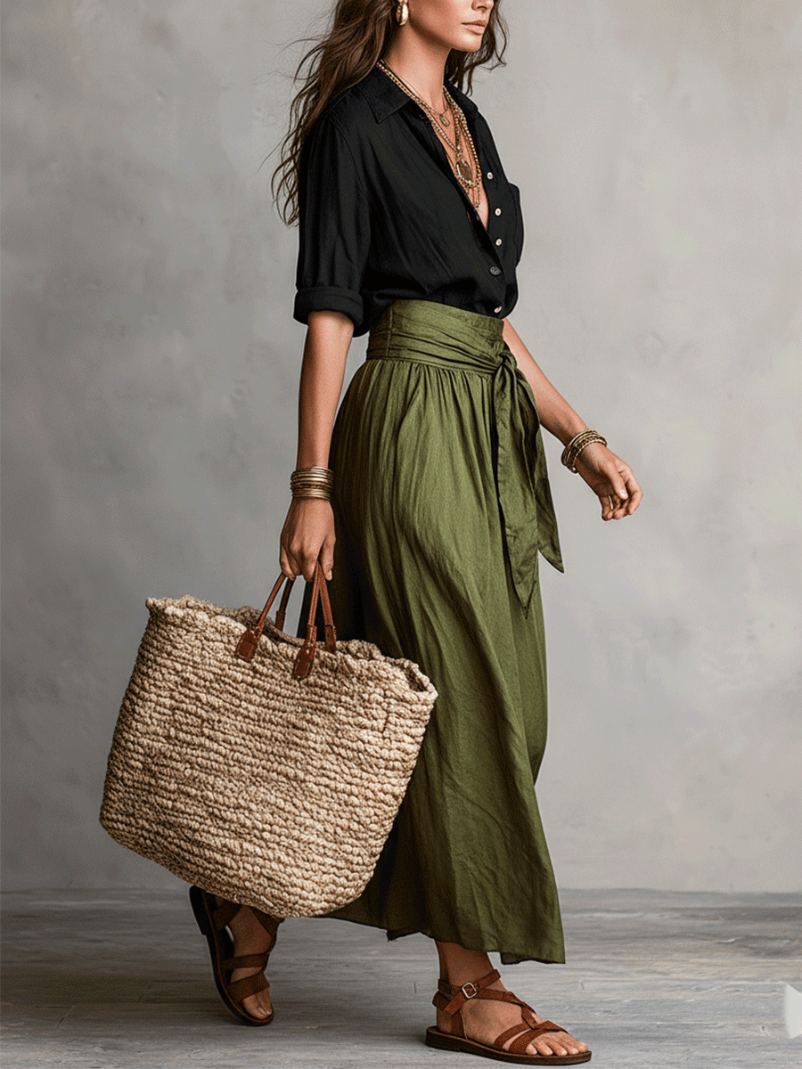 Estella - Ensemble blouse élégante et jupe midi