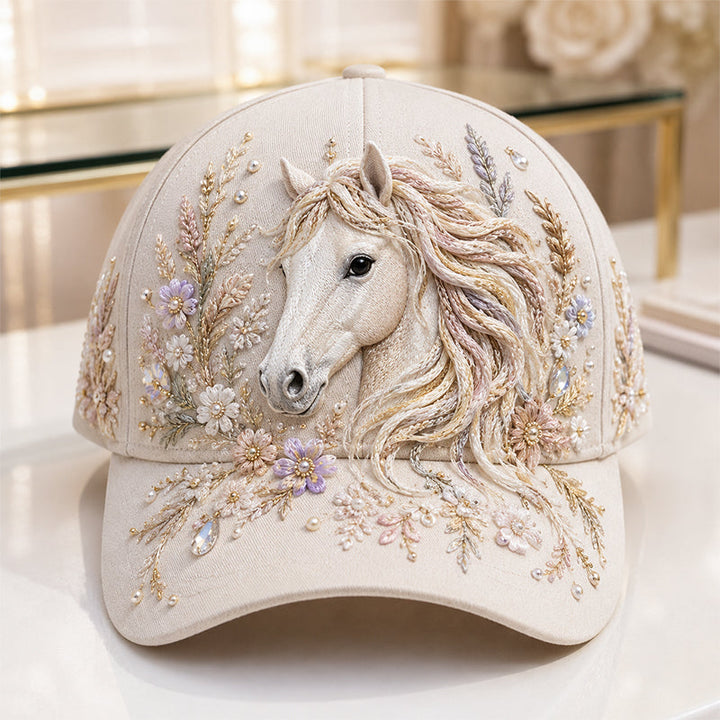 Arlena - Casquette à détail floral équestre