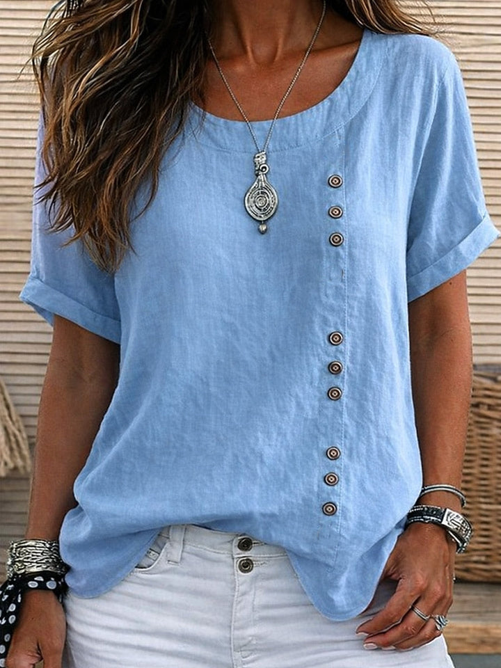 Sidonie - Blouse manches courtes à détails boutonnés