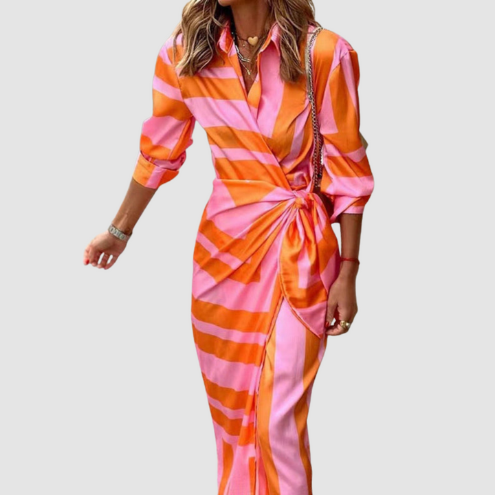 Celinor - Robe midi rayée au toucher doux