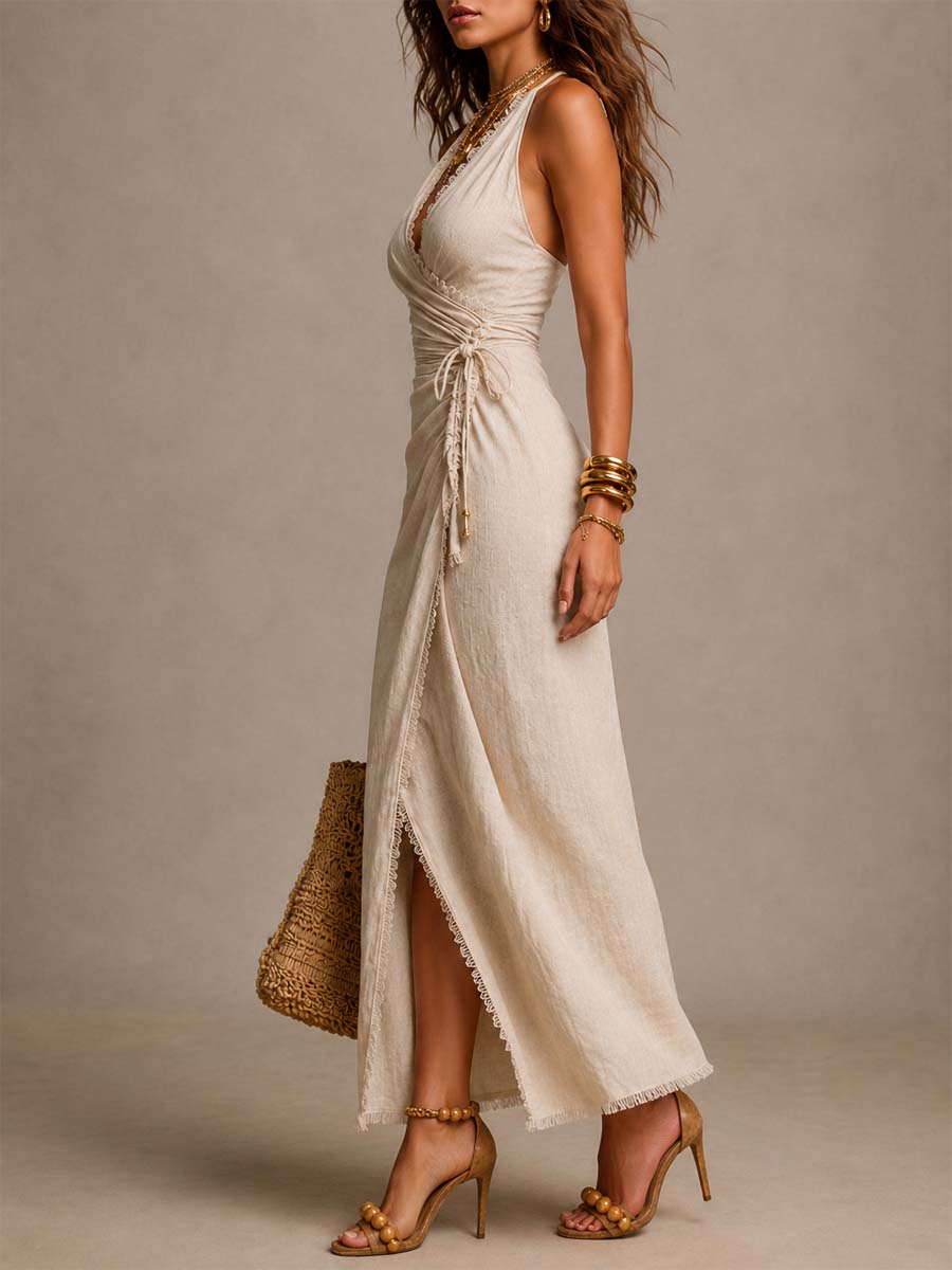 Maevina - Robe midi romantique en lin