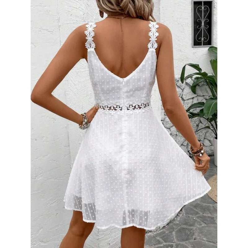 Noelline - Robe mini à bretelles brodées
