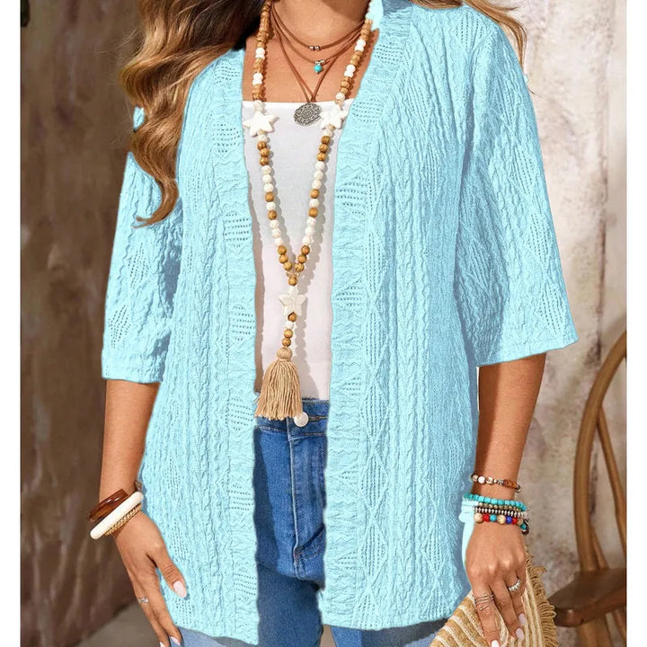 Delienne - Cardigan en maille pointelle doux au toucher