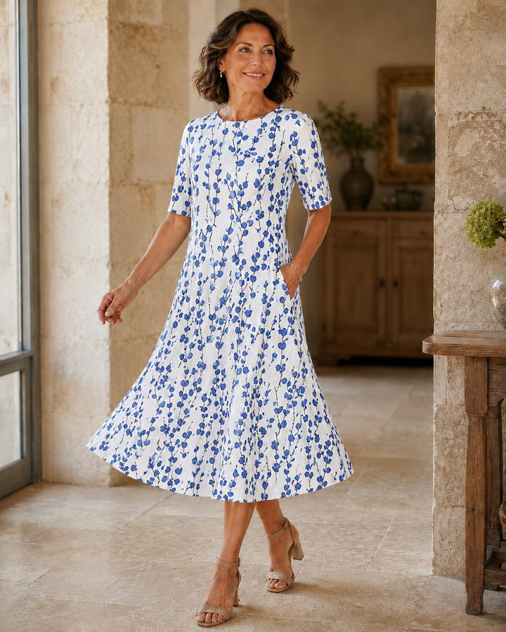 Hestia - Robe midi à imprimé fleuri au toucher doux