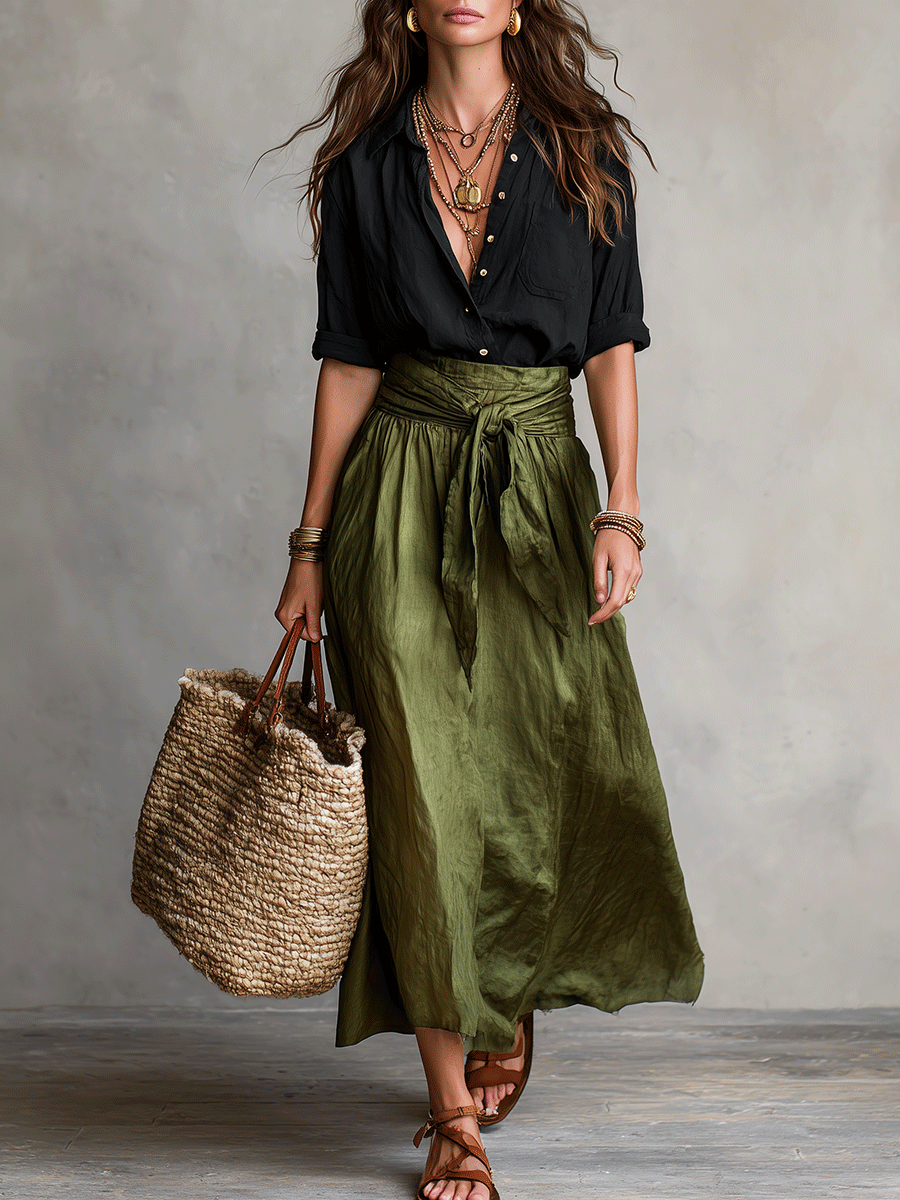 Estella - Ensemble blouse élégante et jupe midi