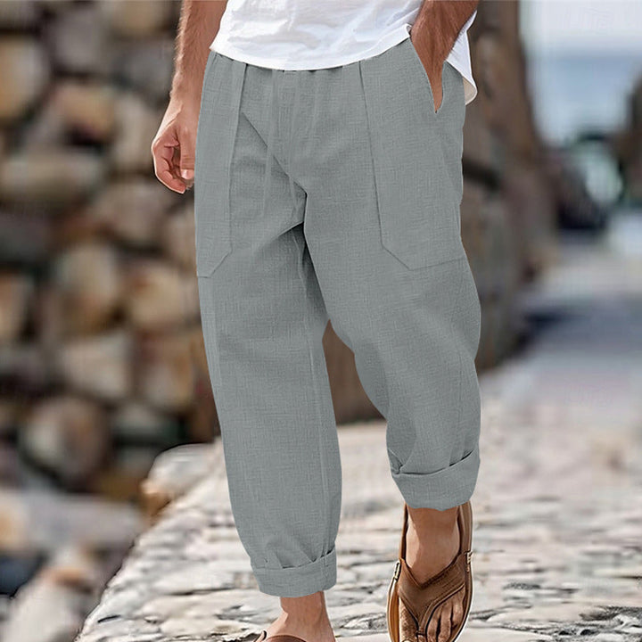 Halston - Pantalon décontracté en lin mélangé