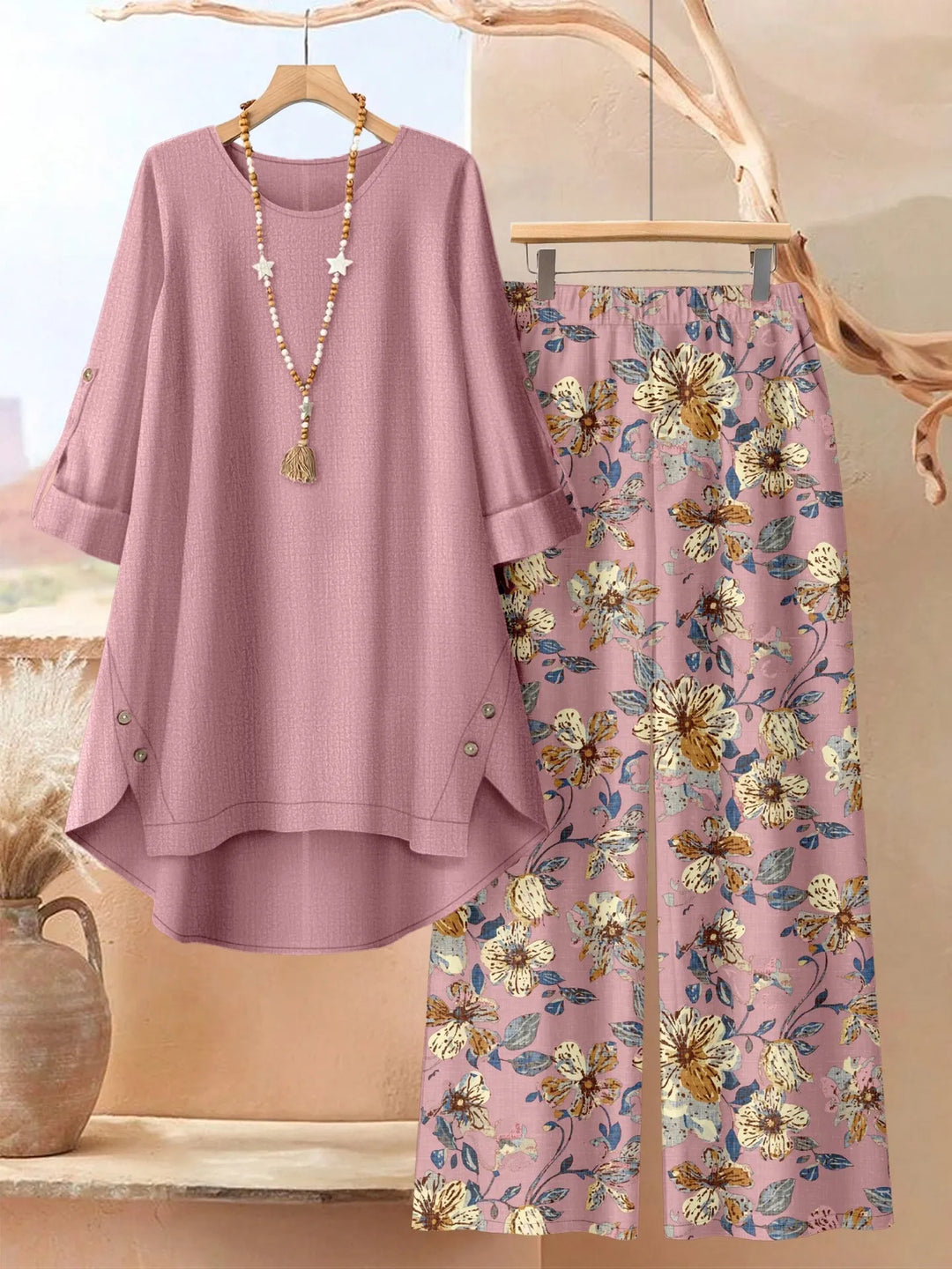 Rosette - Ensemble tunique superposée et aérienne & pantalon ample