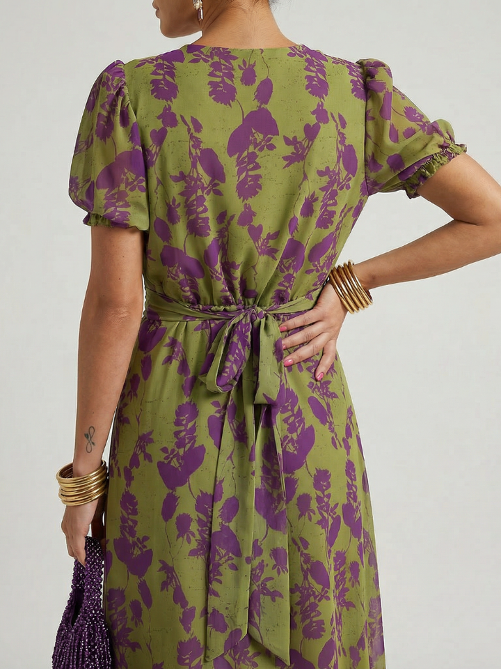 Odetta - Robe midi à motif floral au toucher doux