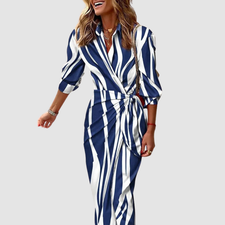 Celinor - Robe midi rayée au toucher doux
