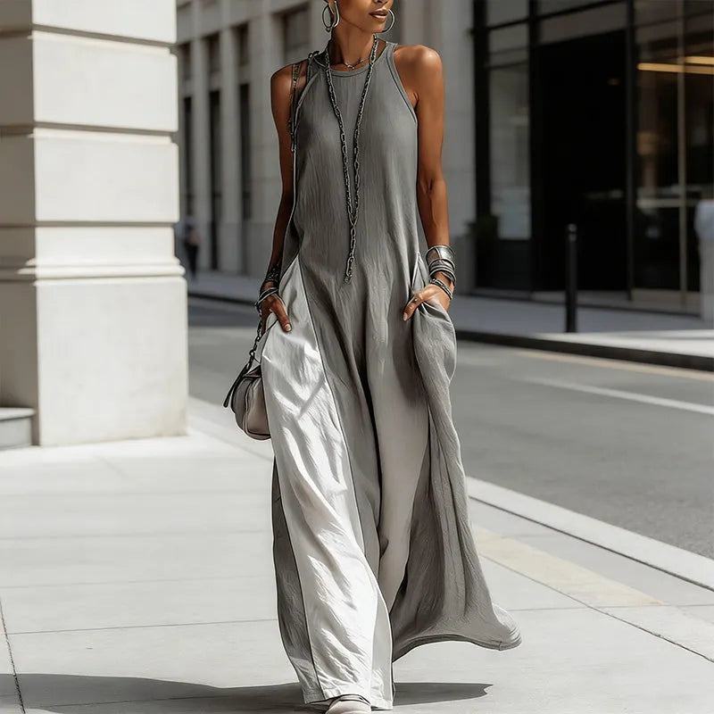 Zarella - Robe longue color block au toucher doux