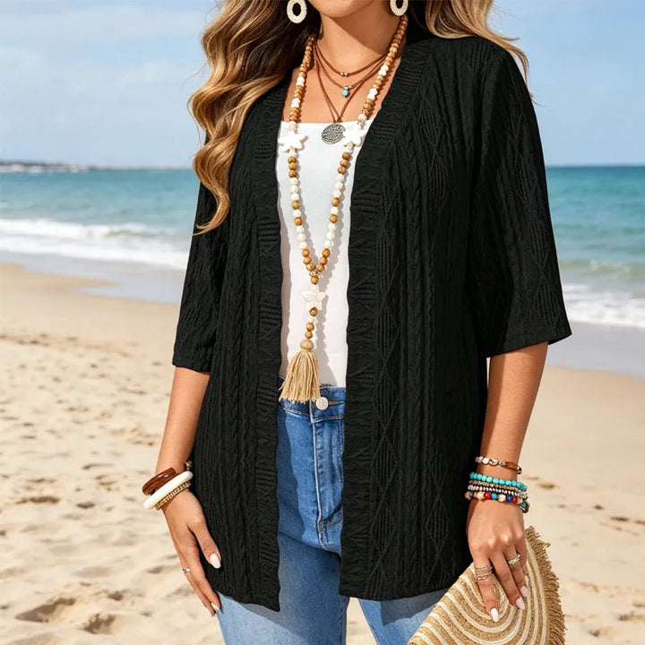 Delienne - Cardigan en maille pointelle doux au toucher