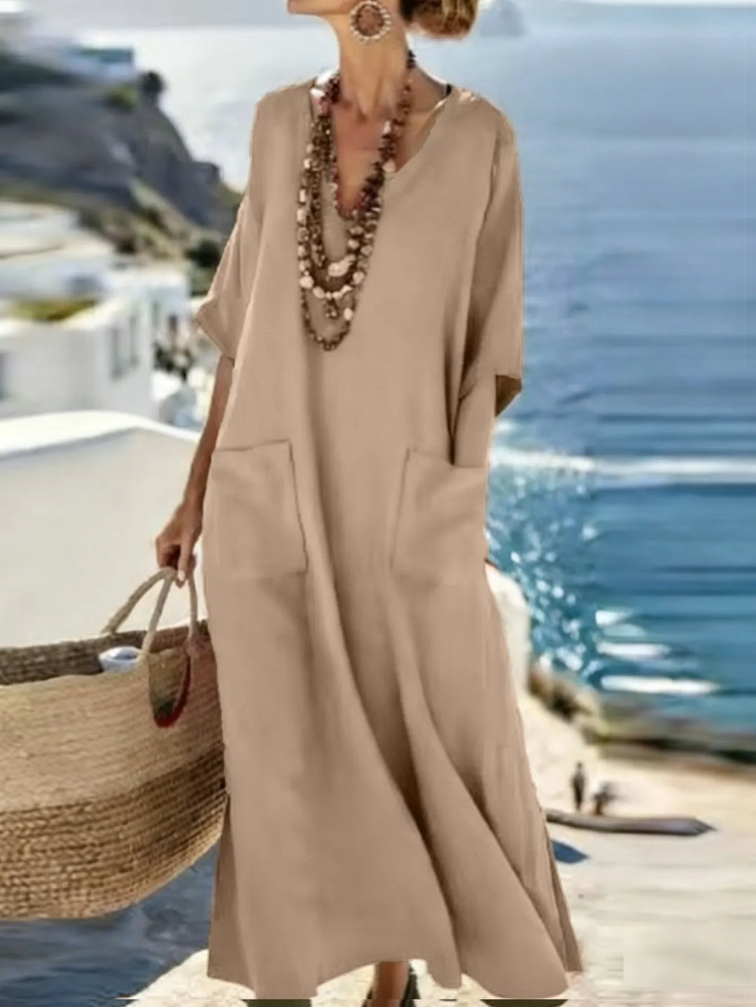 Serenelle - Robe longue imprimée à col V au toucher doux