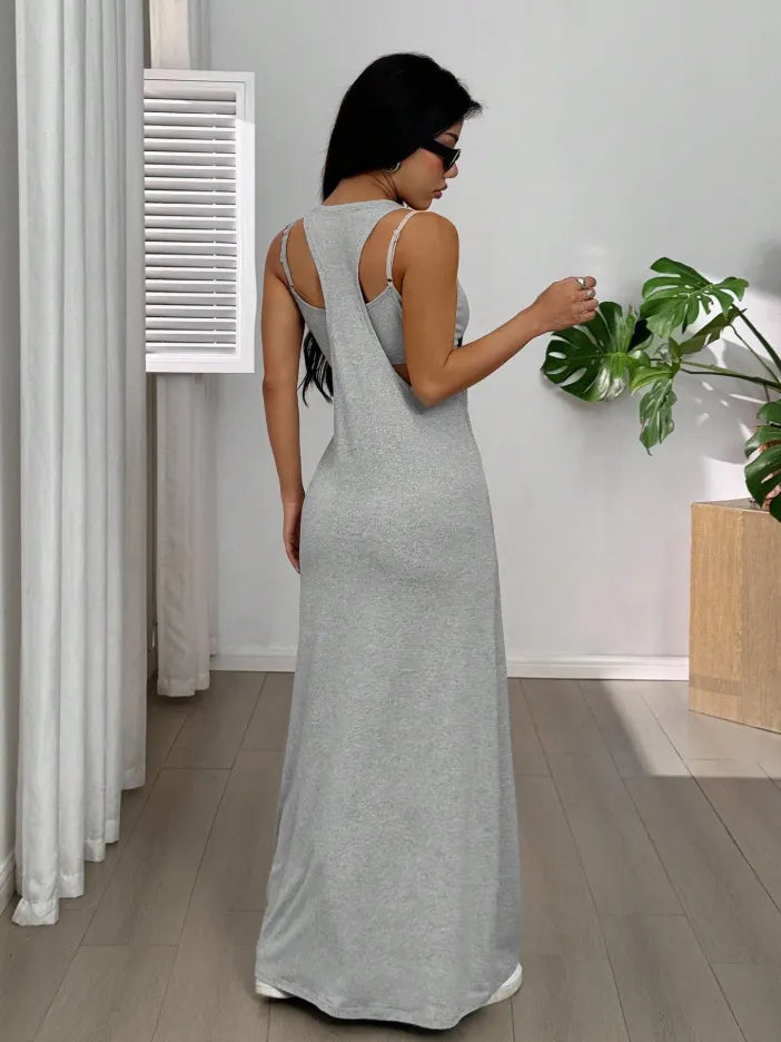 Evania - Ensemble 2 pièces robe longue à effet superposé