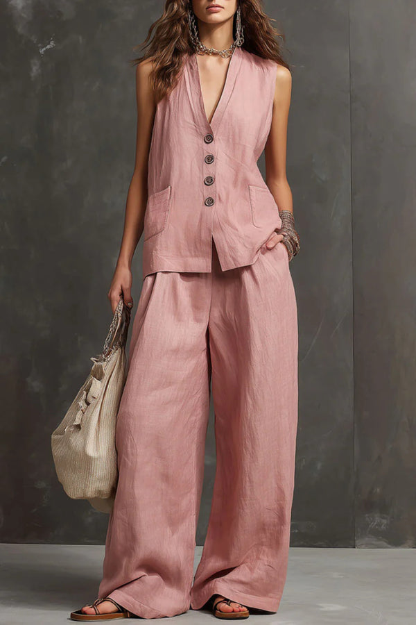 Heloise - Ensemble gilet aéré et pantalon large