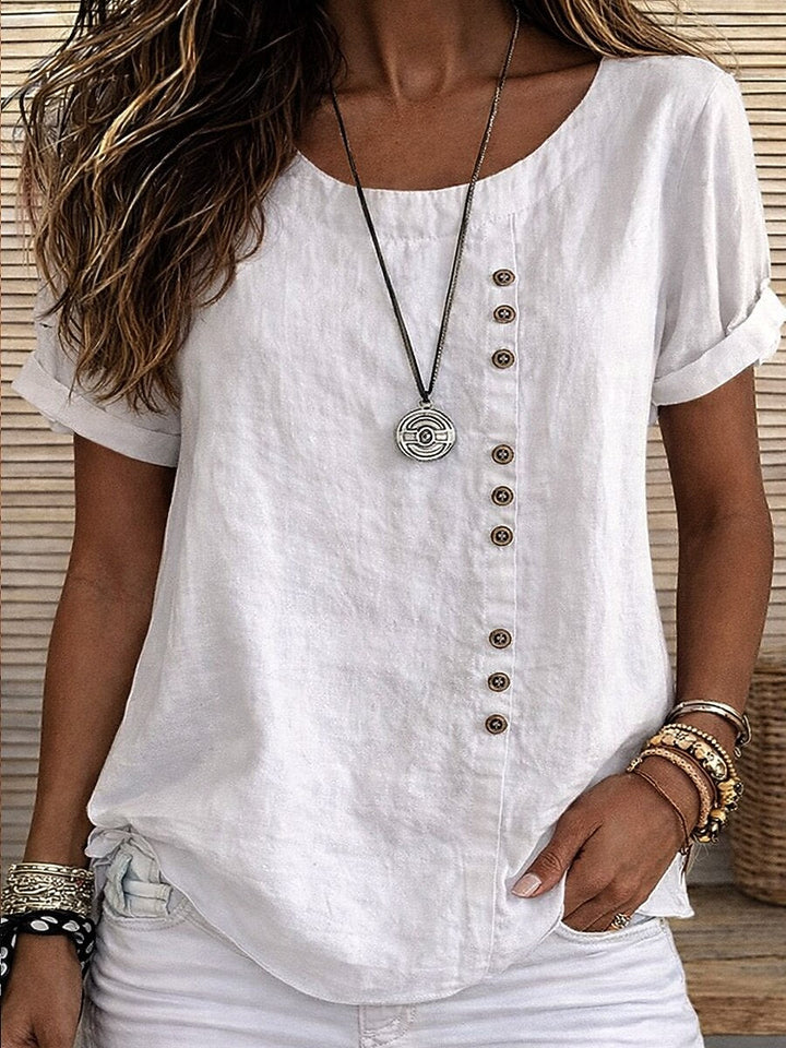 Sidonie - Blouse manches courtes à détails boutonnés