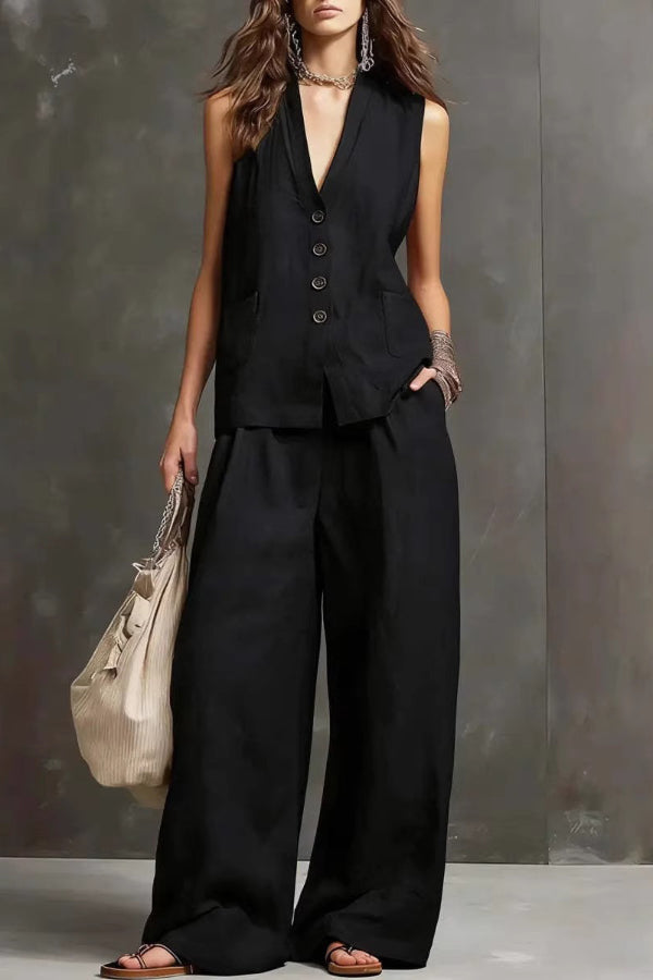 Heloise - Ensemble gilet aéré et pantalon large