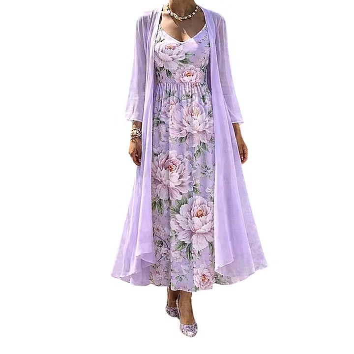 Asteria - Ensemble coordonné deux pièces à imprimé floral, longueur maxi