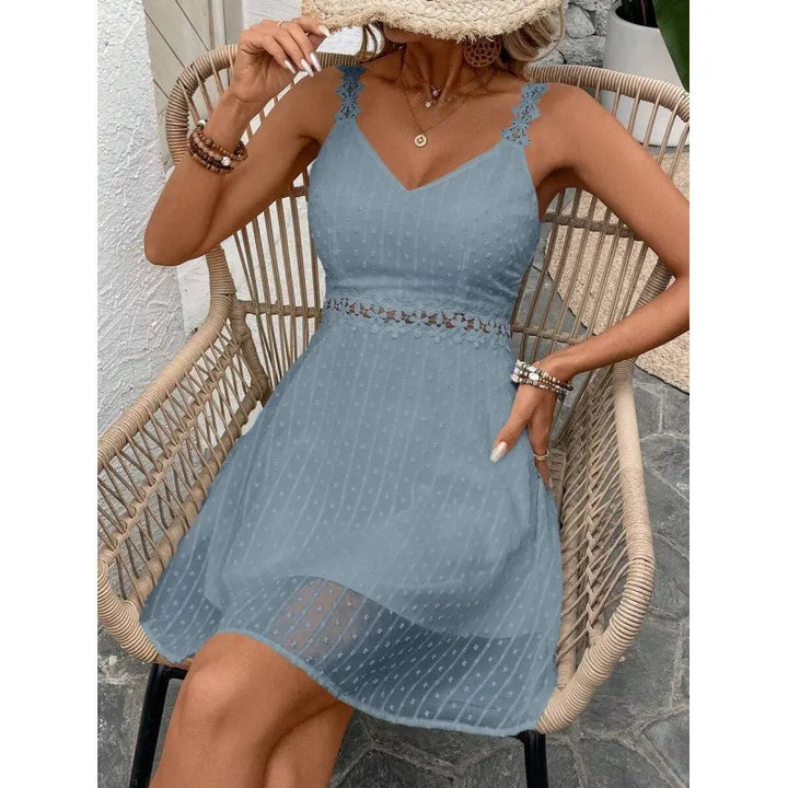Noelline - Robe mini à bretelles brodées