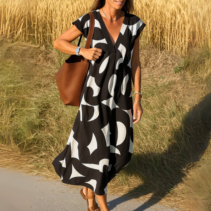 Tallisia - Robe midi à col V au toucher doux