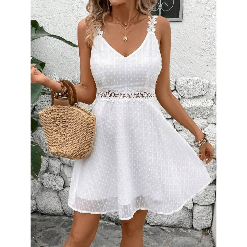 Noelline - Robe mini à bretelles brodées