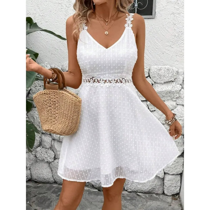 Noelline - Robe mini à bretelles brodées