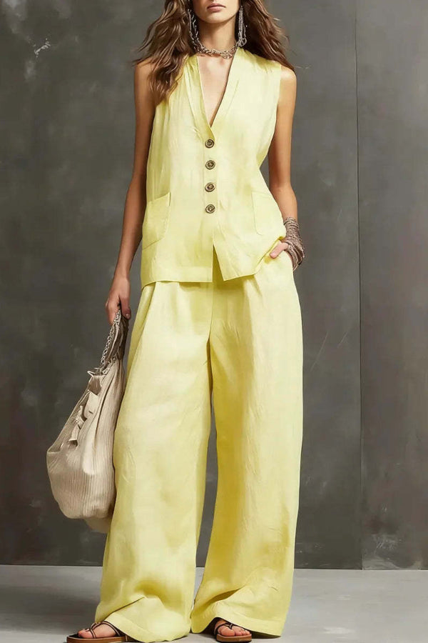 Heloise - Ensemble gilet aéré et pantalon large