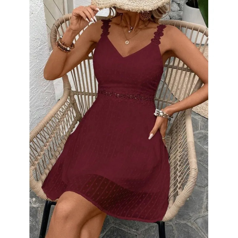 Noelline - Robe mini à bretelles brodées