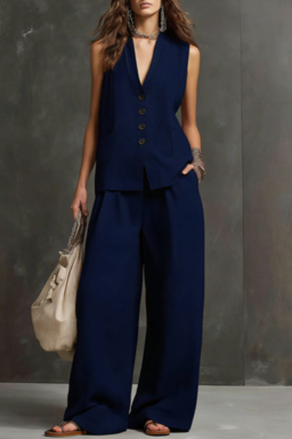 Heloise - Ensemble gilet aéré et pantalon large