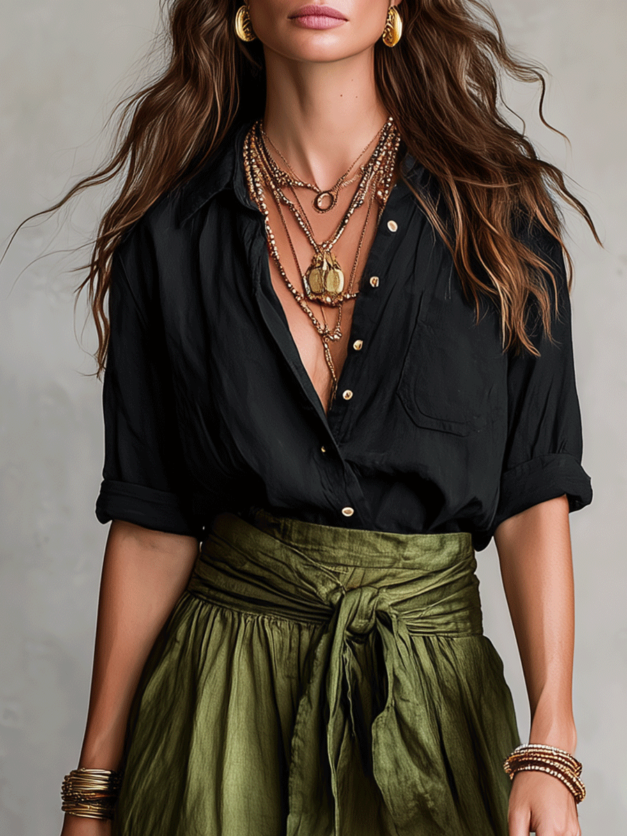 Estella - Ensemble blouse élégante et jupe midi