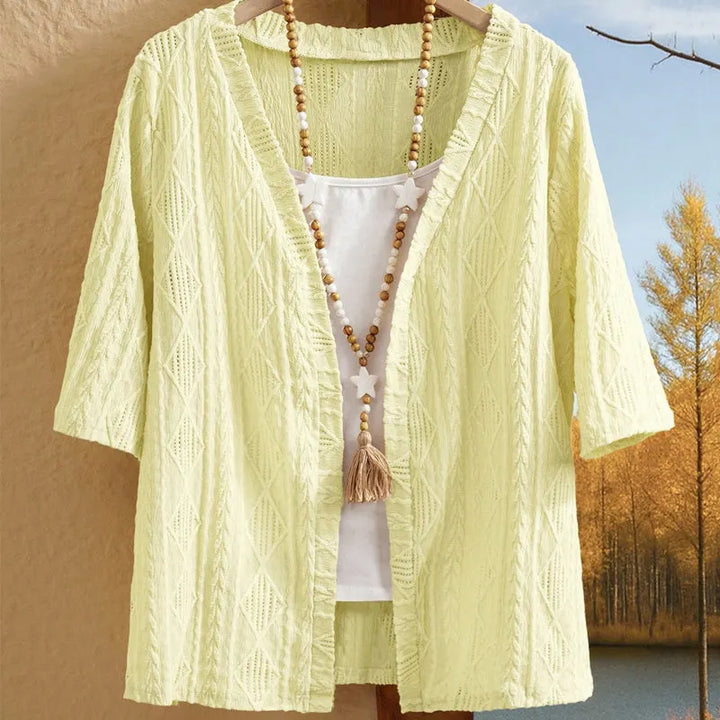 Delienne - Cardigan en maille pointelle doux au toucher