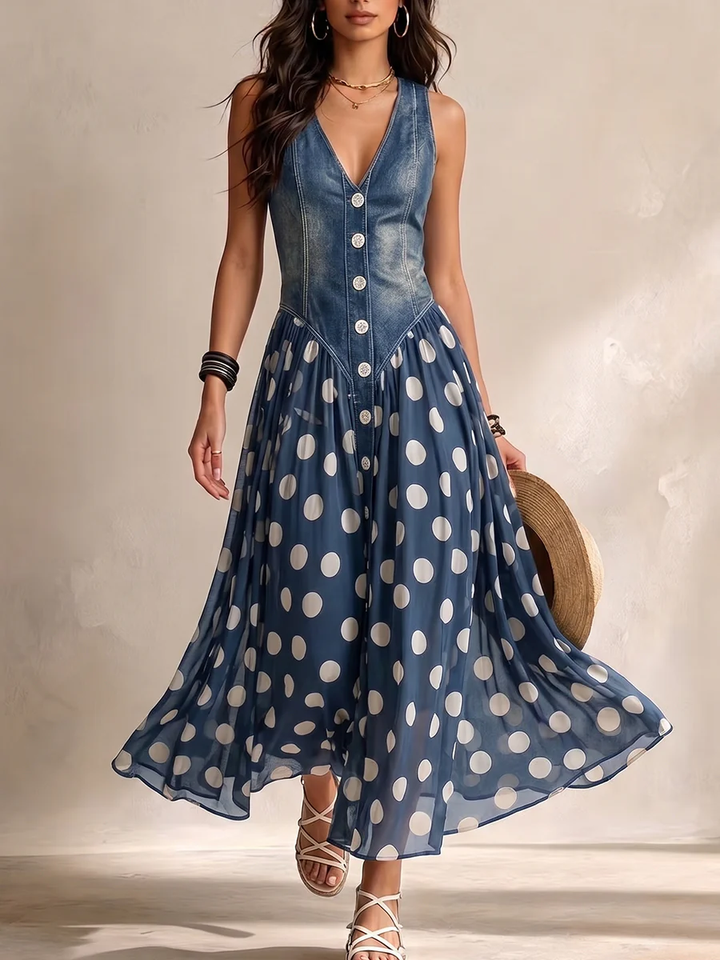 Orianelle - Robe à pois raffinée