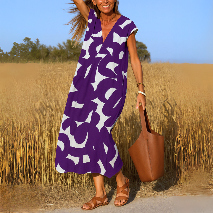 Tallisia - Robe midi à col V au toucher doux
