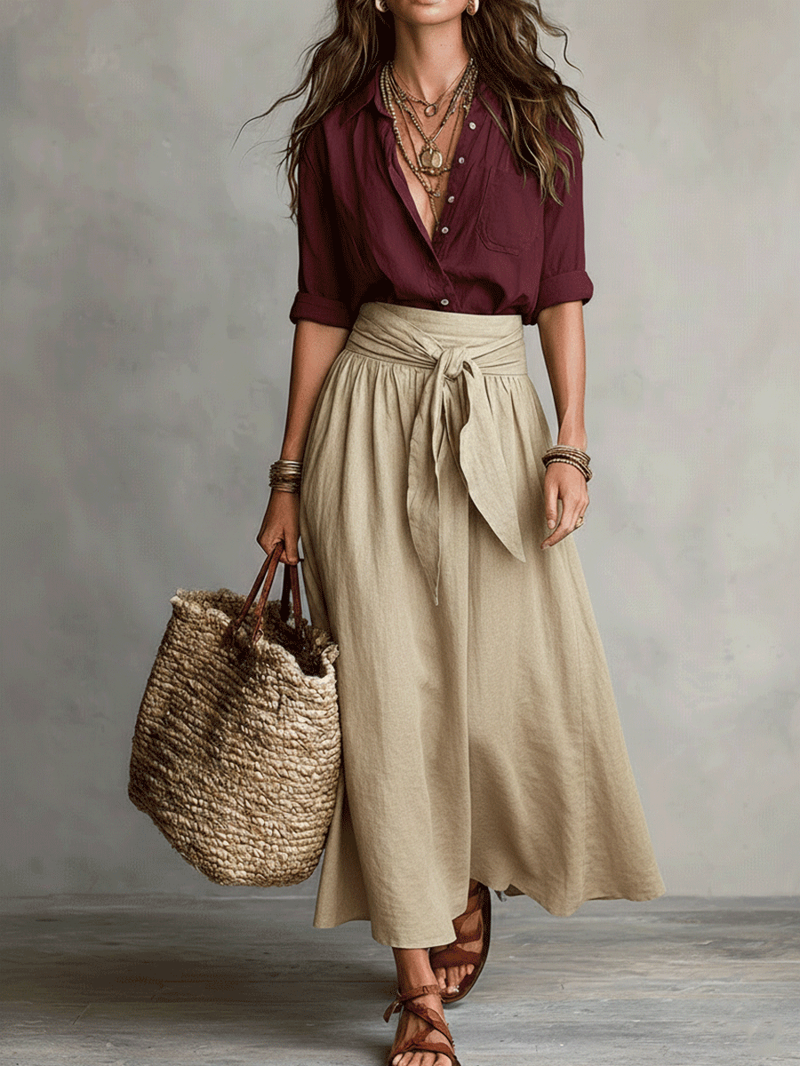 Estella - Ensemble blouse élégante et jupe midi