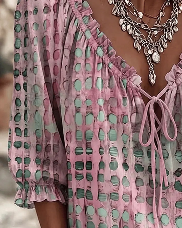 Bevelyn - Blouse à laçage à pois au toucher doux