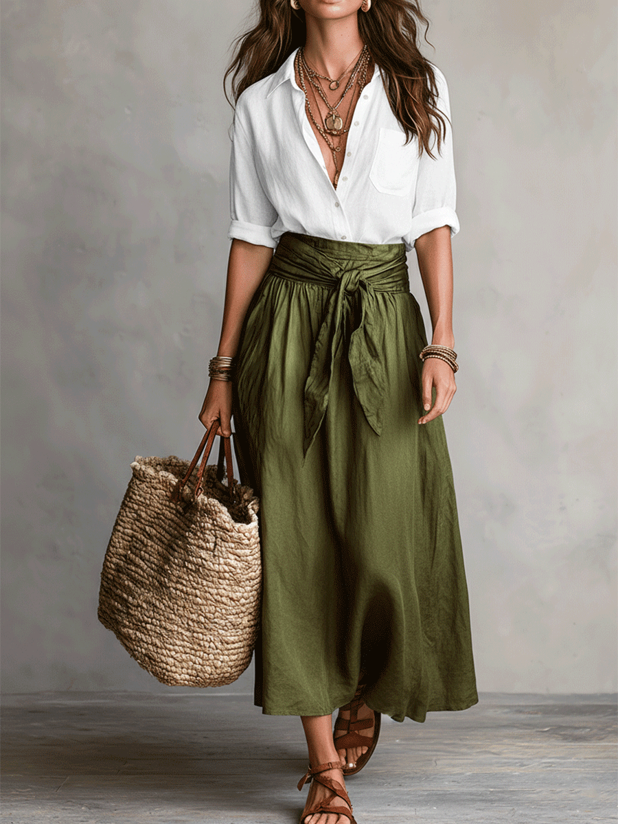 Estella - Ensemble blouse élégante et jupe midi