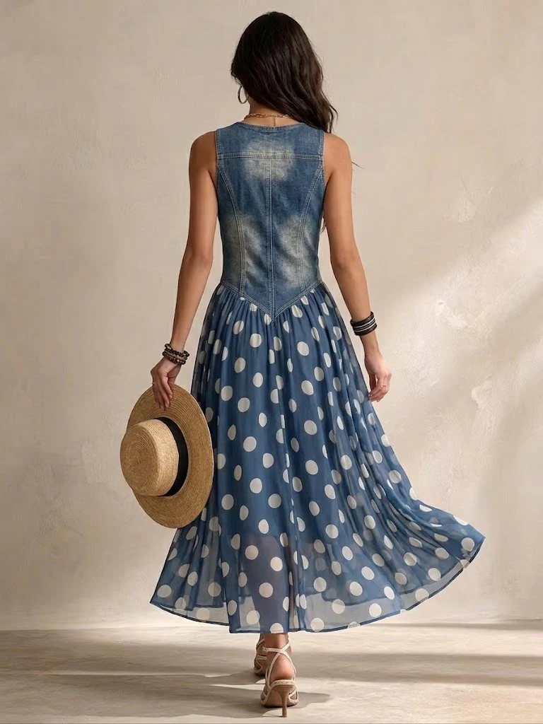 Orianelle - Robe à pois raffinée