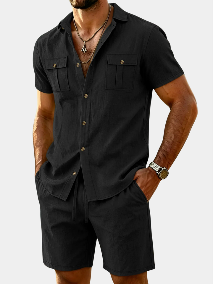 Dunley - Ensemble léger chemise et short coordonnés