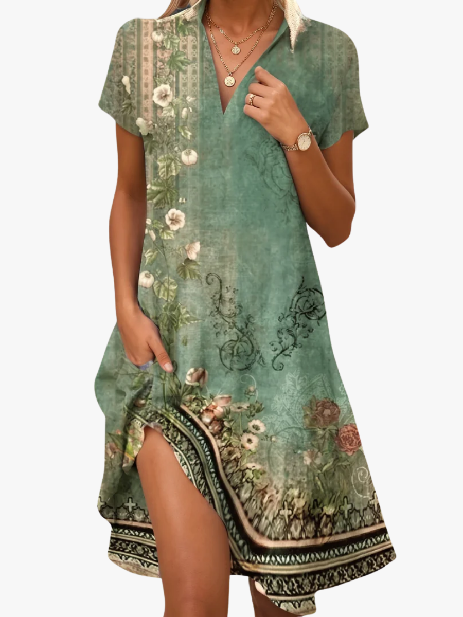 Leorine - Robe midi fleurie au toucher doux