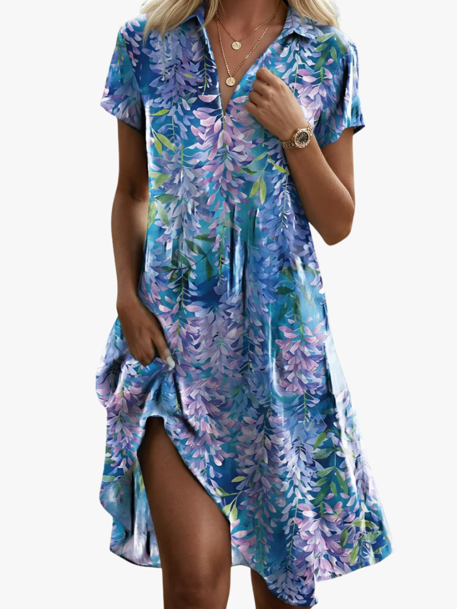 Leorine - Robe midi fleurie au toucher doux