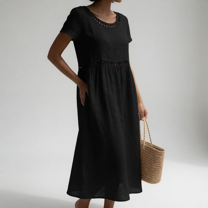 Ysoline - Robe midi brodée au toucher doux