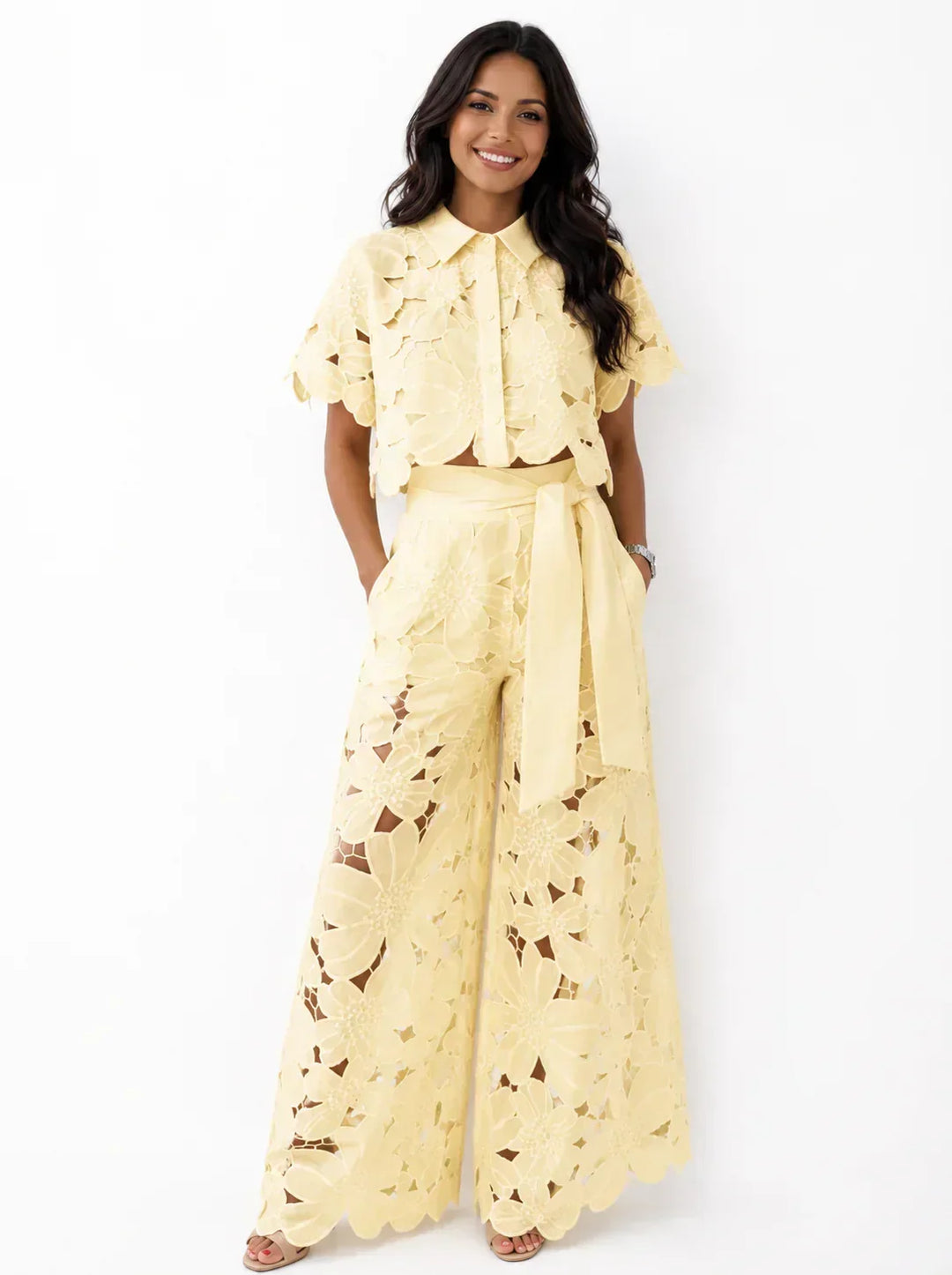 Avalina - Ensemble blouse et pantalon au toucher doux