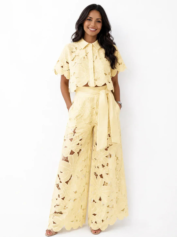Avalina - Ensemble blouse et pantalon au toucher doux