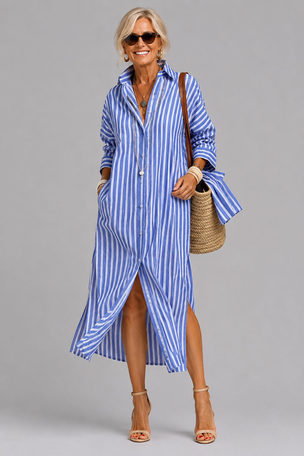 Rosabella - Robe midi ceinturée infroissable