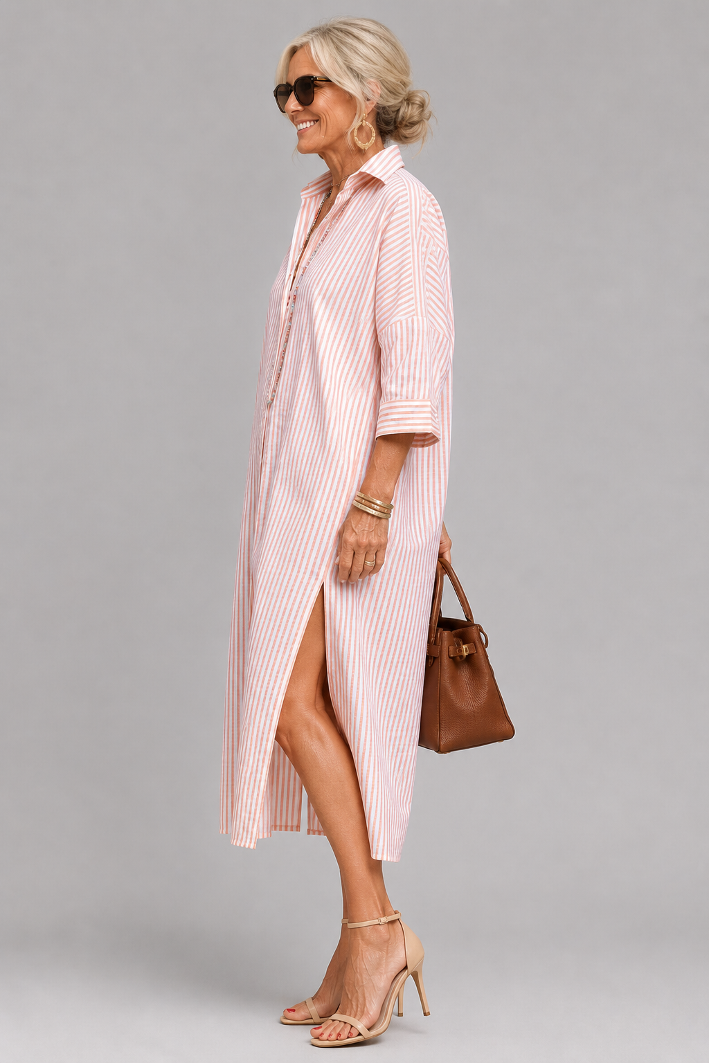 Rosabella - Robe midi ceinturée infroissable